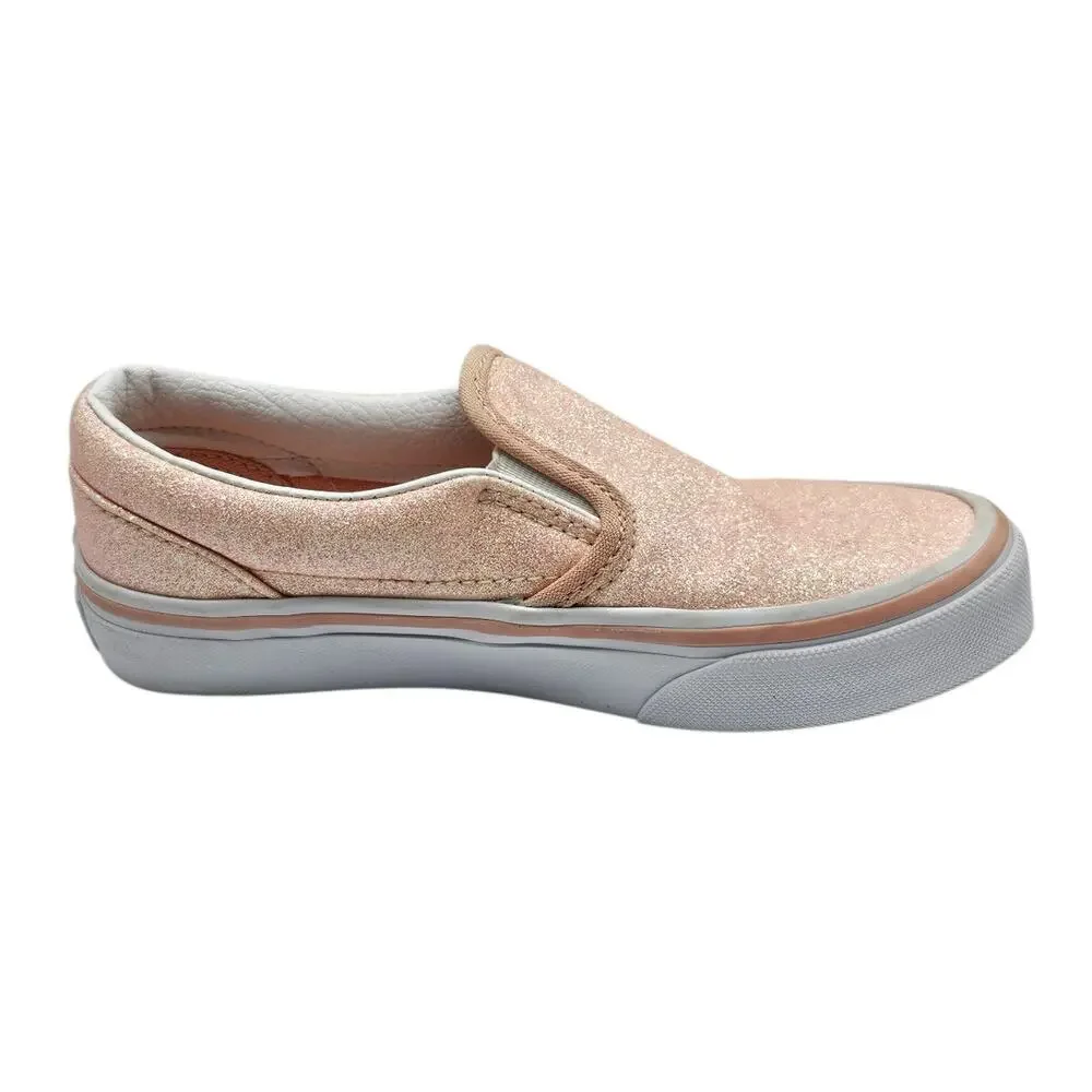 Vans Pink Apricot Nectar Glitter Classic Slip On Skate Sneaker